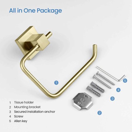 Kibi Cube Bathroom Toilet Paper Holder - Brush Gold KBA1505BG